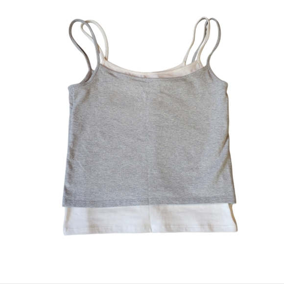 Forever 21 Tops - Forever 21 Gray and White Layered Tank Top Medium